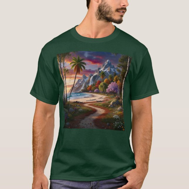 Nature Wilderness Scenic Landscape Ocean Beach T Shirt (Framsida)