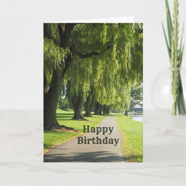 Nature Willow River Pathway Photo Birthday Kort (Framsida)