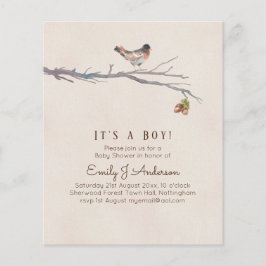 Naturen älskar fåglar Baby Shower-inbjudningar