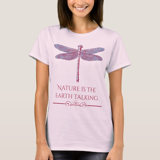 Naturen är Earth Talking Dragonfly Lotus T Shirt (Framsida)