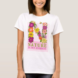 Naturen är min orange för rosa av blommigt i Insla T Shirt