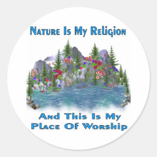 Naturen är min religion runt klistermärke