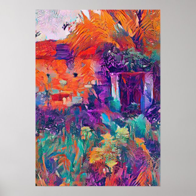 Naturen återkallar ett hus i Bulgarien vibant A.I. Poster (Framsidan)