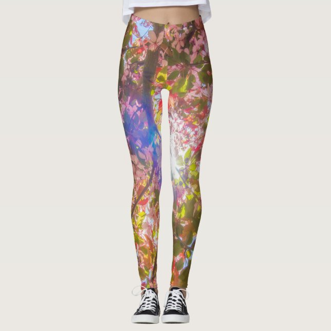 Naturen blommar ljusblomma sol leggings (Framsida)