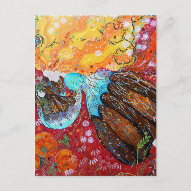 Naturen Dam och årstiderna. Vykort (Framsida)