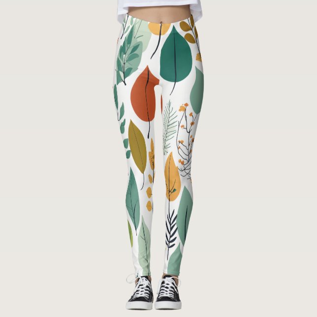 Naturen inspirerade färg löv leggings (Framsida)