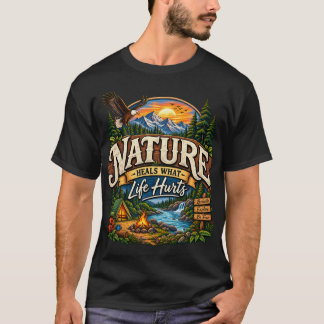 Naturen läker vad livet skadar design med bergörn t shirt