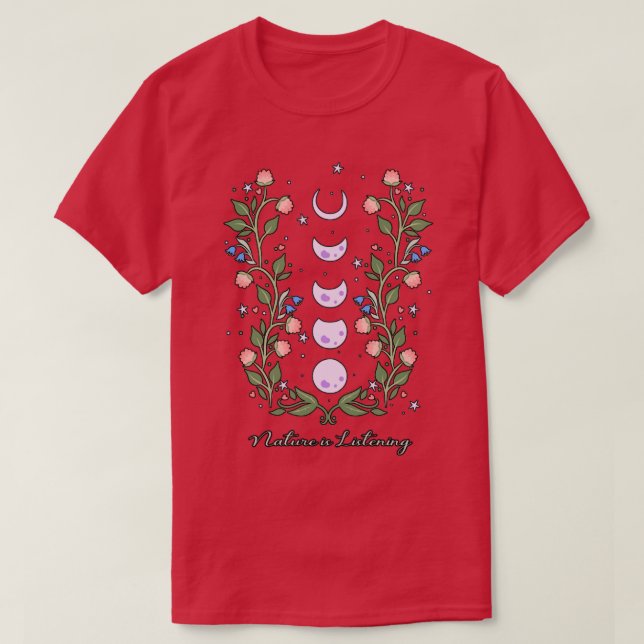 Naturen lyssnar blommor i måne t shirt (Design framsida)