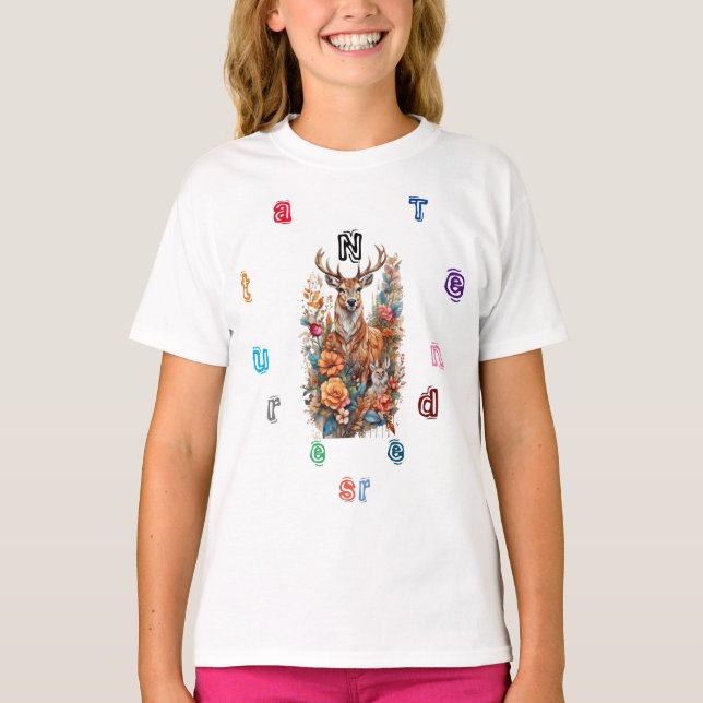 Naturens anbud:Tranquil Hjort och Fawn Delight T Shirt (Framsida)