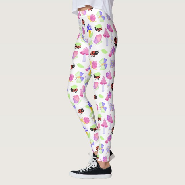 Naturens charm Enchanting Ladybug Mushroom Vår Leggings (Vänster)