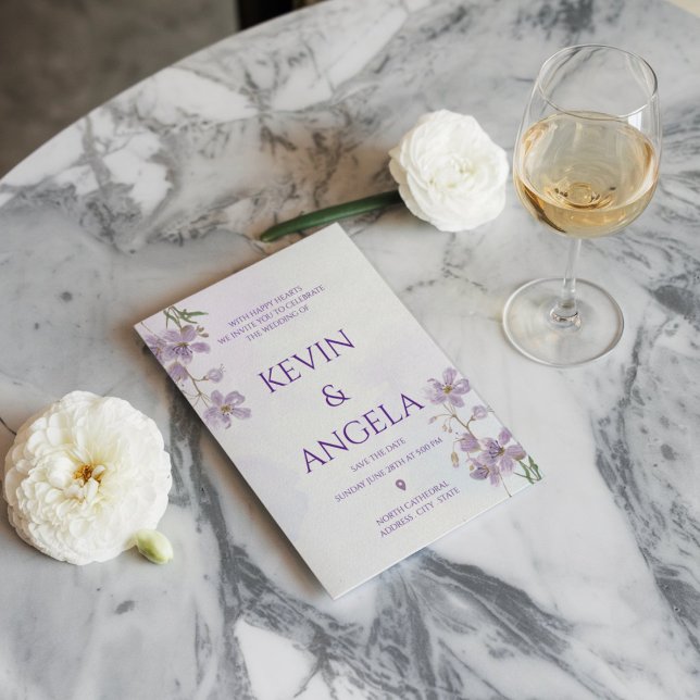 Naturens charm: Minimalistisk Blommigt Bröllop Inbjudningar (Skapare uppladdad)