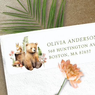 Naturens delight Baby Shower Bear Address Label Returadress Etikett