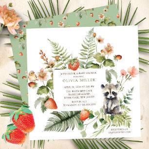 Naturens delight Raccoon Baby Shower Inbjudningar