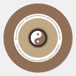 Naturens Embrace Earthy Brown Evil Öga Yin Yang Runt Klistermärke