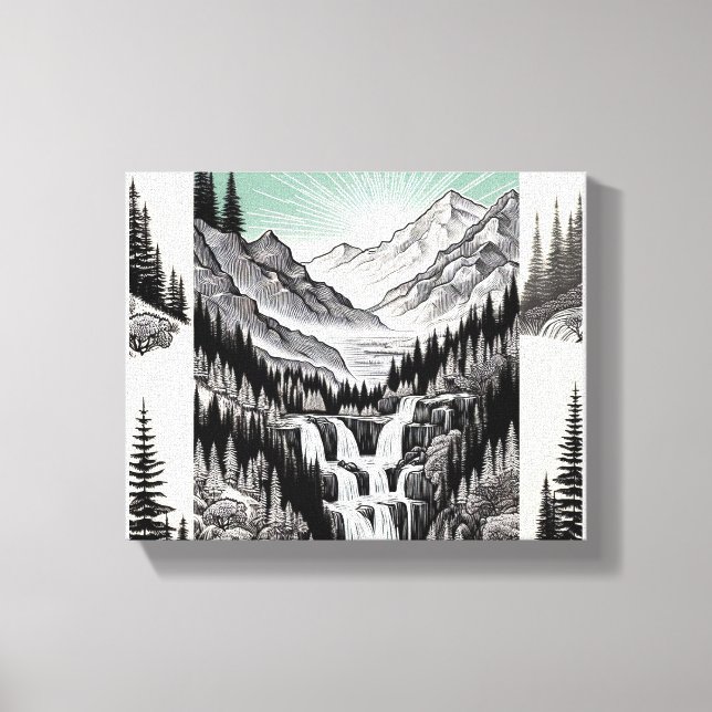 Naturens essens: Black & White Ligcape T-Shirt Canvastryck (Framsida)