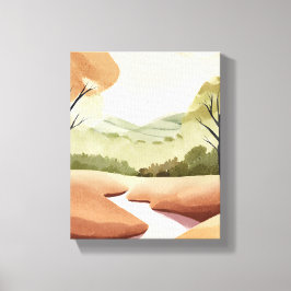 Naturens flod | Naturligt akvarell-landskap Canvastryck