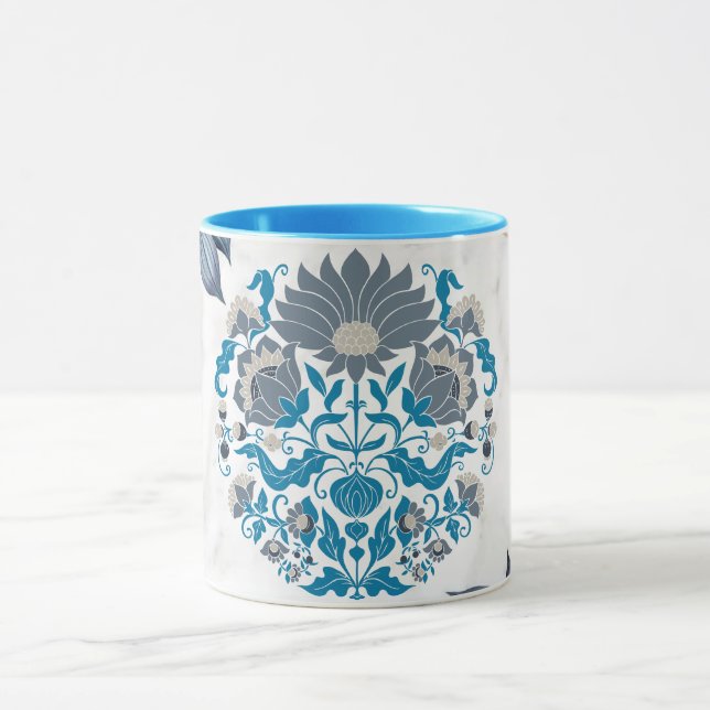 Naturens fred, Teal Mandala Graphic Art Mugg (Center)