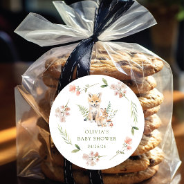 Naturens Glädje Rävrivning Baby Shower Runt Klistermärke