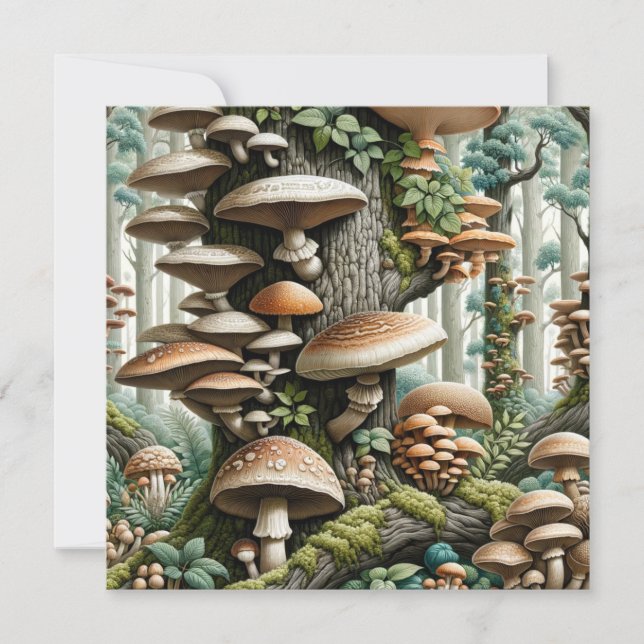 Naturens harmoni: Botaniskt sjölöst Mönster Inbjudningar (Framsida)