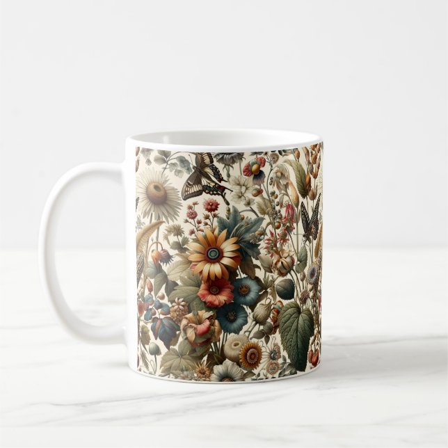 Naturens harmoni: Botaniskt sjölöst Mönster Kaffemugg (Vänster)