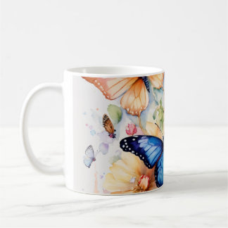 Naturens harmoni: Butterfly & Blommigt T-Shirt Col Kaffemugg