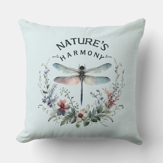 Naturens harmoni - Konstnärlig Dragonfly Kudde (Framsida)