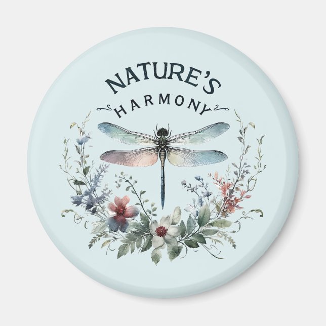 Naturens harmoni - Konstnärlig Dragonfly Magnet (Framsidan)