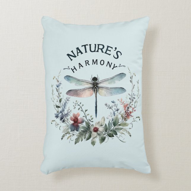 Naturens harmoni - Konstnärlig Dragonfly Prydnadskudde (Framsidan(Vertikal))