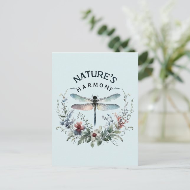 Naturens harmoni - Konstnärlig Dragonfly Vykort (Stående Fram)