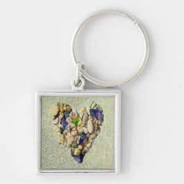 Naturens hjärta fyrkantig silverfärgad nyckelring