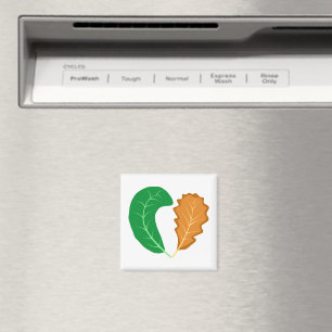 Naturens hjärta Gröna och bruna blad  Magnet