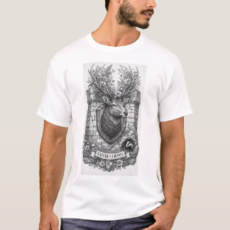 Naturens Kronhjort Slott Sköld Tatuering Konst T-S T Shirt