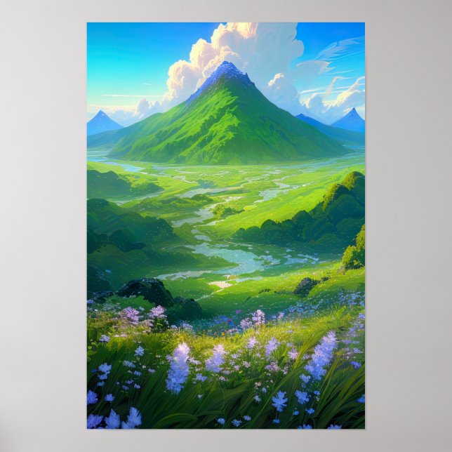 Naturens Majestät, Grönt Volcano Poster (Framsidan)