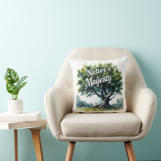 "Naturens majestät" - Whimsical Oak Träd Throw Pil Kudde