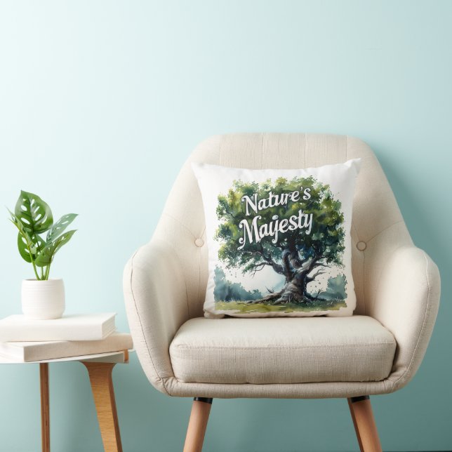 "Naturens majestät" - Whimsical Oak Träd Throw Pil Kudde (Stol)