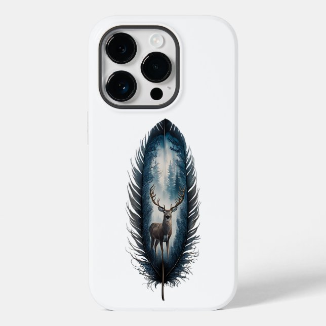 "Naturens mästerverk: Hjort Feather Design iPhone (Baksida)