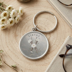 Naturens monogram 'X' T-shirt med blommor & vinran Rund Silverfärgad Nyckelring
