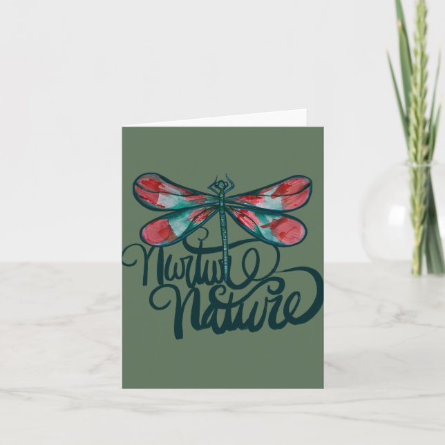 Naturens naturart Dragonfly Art Earth Day Anteckningskort (Framsida)