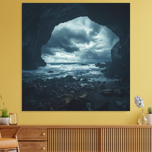 Naturens pälsram i sten canvastryck (Insitu (Vardagsrum))