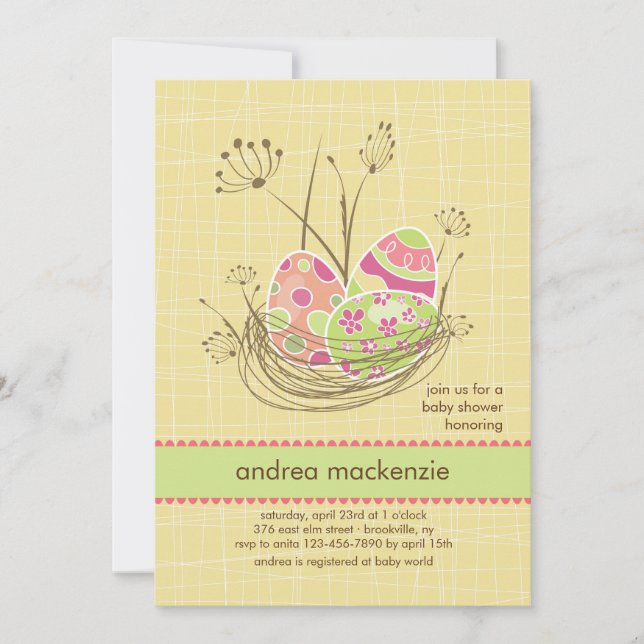 Naturens rede baby shower inbjudan (Framsida)