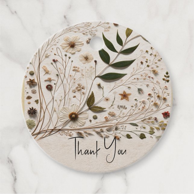 Naturens Skönhet Botaniska Blommor & Löv Bröllop Gåvor Etiketter (Framsida)