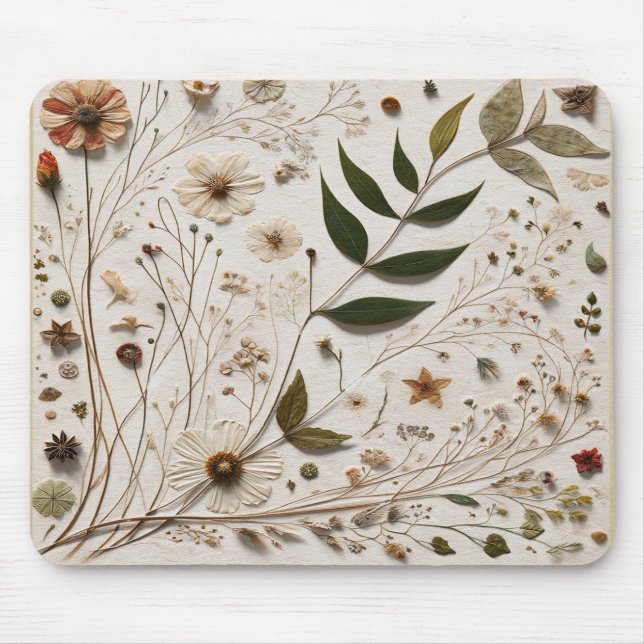 Naturens Skönhet Botaniska Blommor & Löv Musmatta (Framsidan)