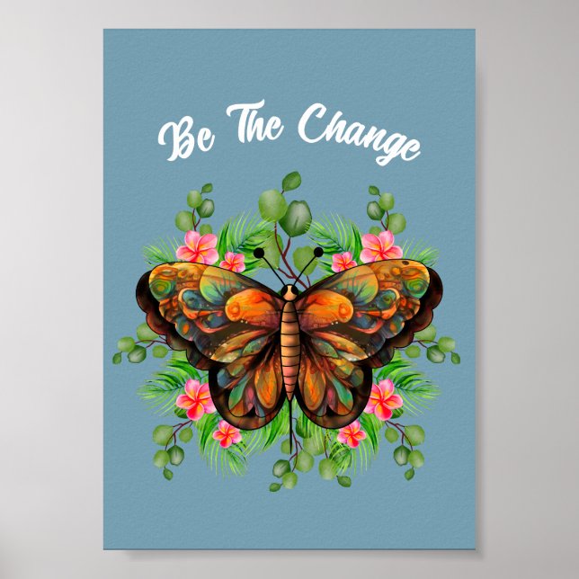 Naturens skönhet Färgad fjäril och blomning Poster (Framsidan)