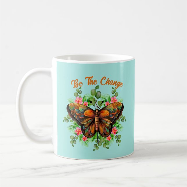 Naturens skönhet Färgrik fjäril och blomning Kaffemugg (Vänster)