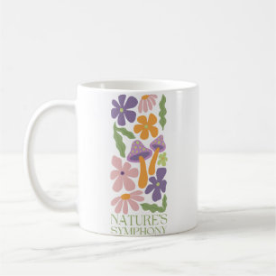 naturens symfoni färgglad minimalistisk retro blom kaffemugg