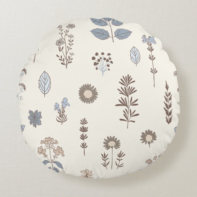 Naturens Touch Blue Brown Rund Kudde (Framsidan)