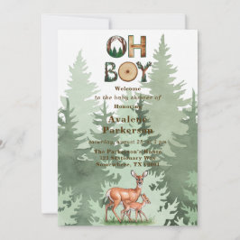 Naturens uttryck: Oh Boy Baby Shower Inbjudningar