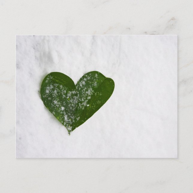 Naturens Winter Snö Romantic Heart of Kärlek Vykort (Framsida)