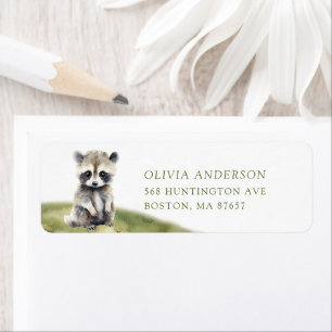 Nature's Delight Baby Shower Raccoon Address Label Returadress Etikett