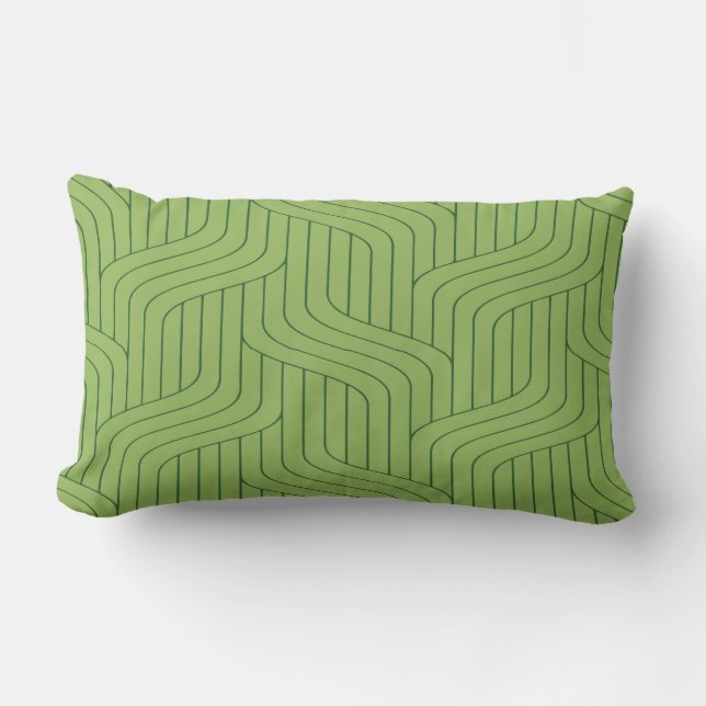 Nature's Green Geometric Line Throw Pillow Lumbarkudde (Framsida)